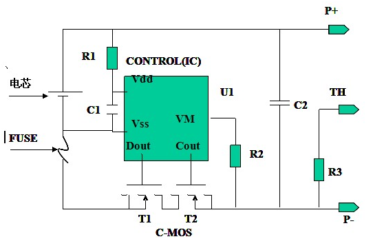 鋰電池保護(hù)板指示圖